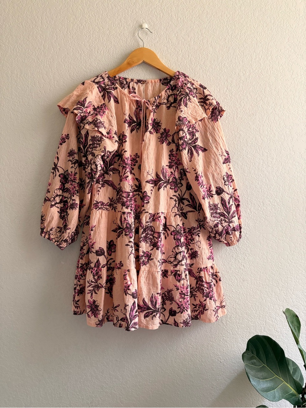 Free People Sunbaked Swing Dress in Peach Combo sz small